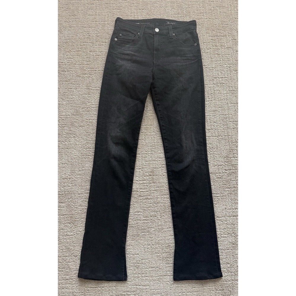 AG Adriano Goldschmied Mari Extended High Rise Slim Straight Jeans 26 Black